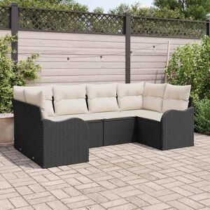 vidaXL Havesofa Sæt med pude 6 pcs Sort og hvid Poly rattan Sort 121 x 61.5 x 69 cm vidaXL Havesofa Sæt med pude 6 pcs Sort og hvid Poly rattan Sort 121 x 61.5 x 69 cm