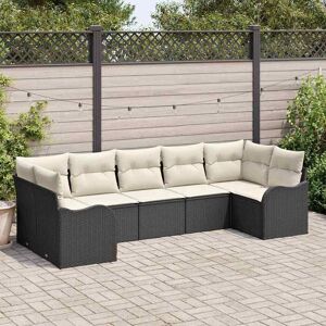 vidaXL Havesofa Sæt med pude 7 pcs Sort og hvid Poly rattan Sort 121 x 61,5 x 69 cm vidaXL Havesofa Sæt med pude 7 pcs Sort og hvid Poly rattan Sort 121 x 61,5 x 69 cm