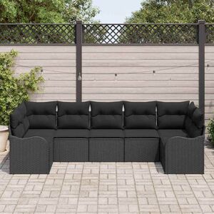 vidaXL Havesofa Sæt med pude 7 pcs Sort Poly rattan Sort 121 x 61,5 x 69 cm vidaXL Havesofa Sæt med pude 7 pcs Sort Poly rattan Sort 121 x 61,5 x 69 cm
