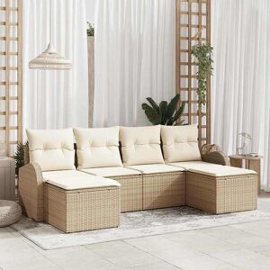vidaXL Sofa Sæt med pude med opbevaring 6 pcs Beige og hvid polyrattan Beige 124 x 62 x 85 cm vidaXL Sofa Sæt med pude med opbevaring 6 pcs Beige og hvid polyrattan Beige 124 x 62 x 85 cm