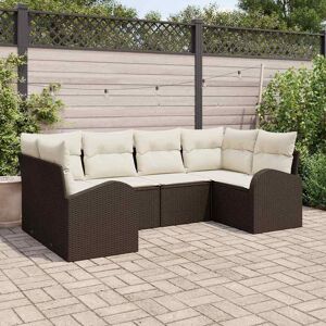vidaXL Havesofa Sæt med pude 6 pcs Brun og hvid polyrattan Brun 234 x 124 x 85 cm vidaXL Havesofa Sæt med pude 6 pcs Brun og hvid polyrattan Brun 234 x 124 x 85 cm