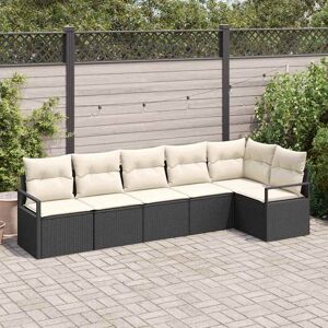 vidaXL Havesofa Sæt med pude 6 pcs Sort og Hvid polyrattan Sort 287 x 122 x 85 cm vidaXL Havesofa Sæt med pude 6 pcs Sort og Hvid polyrattan Sort 287 x 122 x 85 cm