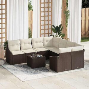 vidaXL Sofa Sæt med pude med opbevaring 9 pcs Brun og Creme polyrattan Brun 233,5 x 234 x 85 cm vidaXL Sofa Sæt med pude med opbevaring 9 pcs Brun og Creme polyrattan Brun 233,5 x 234 x 85 cm