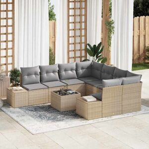 vidaXL Havesofa Sæt med pude 9 pcs Beige og grå polyrattan Beige 239 x 62 x 69 cm vidaXL Havesofa Sæt med pude 9 pcs Beige og grå polyrattan Beige 239 x 62 x 69 cm