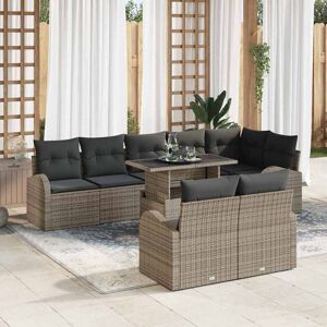vidaXL Havesofa Sæt med opbevaring 9 pcs Grå Poly rattan Grå 289 x 124 x 85 cm vidaXL Havesofa Sæt med opbevaring 9 pcs Grå Poly rattan Grå 289 x 124 x 85 cm