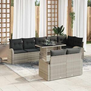 vidaXL Havesofa Sæt med opbevaring 9 pcs Lysegrå Poly rattan Lysegrå 289 x 124 x 85 cm vidaXL Havesofa Sæt med opbevaring 9 pcs Lysegrå Poly rattan Lysegrå 289 x 124 x 85 cm