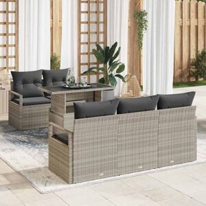 vidaXL Havesofa Sæt med pude med opbevaring 6 pcs Lysegrå Poly rattan Lysegrå 175 x 62 x 85 cm vidaXL Havesofa Sæt med pude med opbevaring 6 pcs Lysegrå Poly rattan Lysegrå 175 x 62 x 85 cm