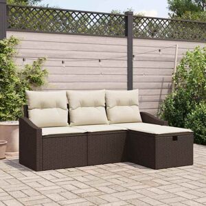 vidaXL Sofa Sæt med pude med opbevaring 4 pcs Brun polyrattan Brun 178 x 117 x 85 cm vidaXL Sofa Sæt med pude med opbevaring 4 pcs Brun polyrattan Brun 178 x 117 x 85 cm