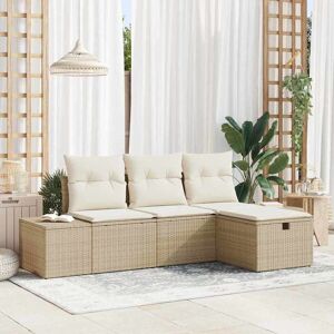 vidaXL Havesofa Sæt med pude 4 pcs Beige Poly rattan Sort 239 x 117 x 85 cm vidaXL Havesofa Sæt med pude 4 pcs Beige Poly rattan Sort 239 x 117 x 85 cm