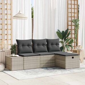 vidaXL Havesofa Sæt med pude 4 pcs Lysegrå Poly rattan Sort 239 x 117 x 85 cm vidaXL Havesofa Sæt med pude 4 pcs Lysegrå Poly rattan Sort 239 x 117 x 85 cm