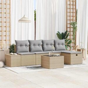 vidaXL Havesofa Sæt med pude 6 pcs Beige polyrattan Beige 55 x 55 x 37 cm vidaXL Havesofa Sæt med pude 6 pcs Beige polyrattan Beige 55 x 55 x 37 cm
