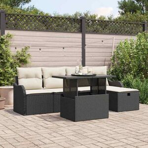 vidaXL Havesofa Sæt med pude med opbevaring 6 pcs Sort Poly rattan Sort 231 x 117 x 85 cm vidaXL Havesofa Sæt med pude med opbevaring 6 pcs Sort Poly rattan Sort 231 x 117 x 85 cm