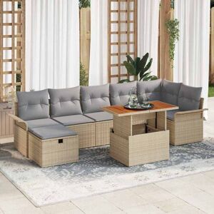 vidaXL Havesofa Sæt med pude med opbevaring 8 pcs Beige polyrattan Beige 297,5 x 132,5 x 85 cm vidaXL Havesofa Sæt med pude med opbevaring 8 pcs Beige polyrattan Beige 297,5 x 132,5 x 85 cm