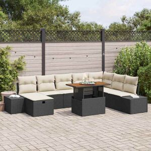 vidaXL Havesofa Sæt med pude med opbevaring 9 pcs Sort polyrattan Sort 319 x 209 x 85 cm vidaXL Havesofa Sæt med pude med opbevaring 9 pcs Sort polyrattan Sort 319 x 209 x 85 cm