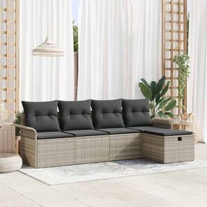 vidaXL Havesofa Sæt med pude med opbevaring 5 pcs Lysegrå Poly rattan Grå 251 x 117 x 85 cm vidaXL Havesofa Sæt med pude med opbevaring 5 pcs Lysegrå Poly rattan Grå 251 x 117 x 85 cm
