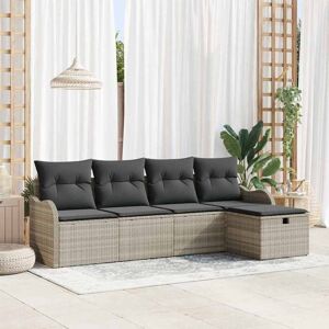 vidaXL Havesofa Sæt med pude med opbevaring 5 pcs Lysegrå Poly rattan Sort 231 x 117 x 85 cm vidaXL Havesofa Sæt med pude med opbevaring 5 pcs Lysegrå Poly rattan Sort 231 x 117 x 85 cm