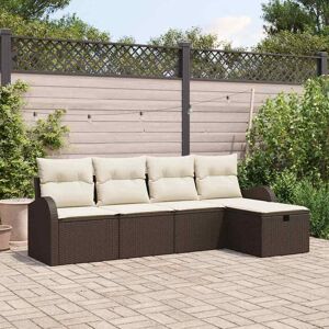 vidaXL Havesofa Sæt med pude med opbevaring 5 pcs Brun Poly rattan Brun 234 x 117 x 85 cm vidaXL Havesofa Sæt med pude med opbevaring 5 pcs Brun Poly rattan Brun 234 x 117 x 85 cm