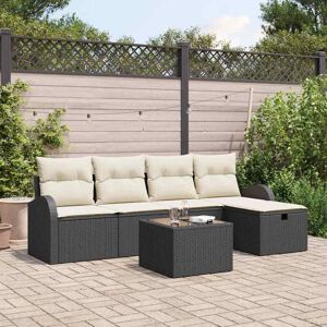 vidaXL Havesofa Sæt med pude med opbevaring 6 pcs Sort Poly rattan Sort 55 x 55 x 37 cm vidaXL Havesofa Sæt med pude med opbevaring 6 pcs Sort Poly rattan Sort 55 x 55 x 37 cm