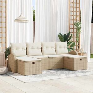 vidaXL Havesofa Sæt med pude med opbevaring 6 pcs Beige polyrattan Beige 234 x 117 x 85 cm vidaXL Havesofa Sæt med pude med opbevaring 6 pcs Beige polyrattan Beige 234 x 117 x 85 cm