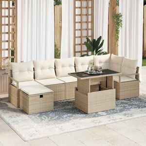 vidaXL Havesofa Sæt med pude med opbevaring 8 pcs Beige Poly rattan Beige 100 x 55 x 73 cm vidaXL Havesofa Sæt med pude med opbevaring 8 pcs Beige Poly rattan Beige 100 x 55 x 73 cm