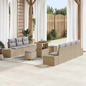 vidaXL Havesofa Sæt med pude 10 pcs Beige polyrattan Beige 294 x 62 x 85 cm vidaXL Havesofa Sæt med pude 10 pcs Beige polyrattan Beige 294 x 62 x 85 cm