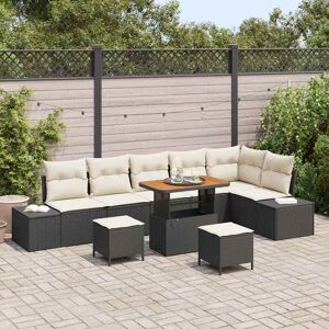 vidaXL Havesofa Sæt med pude 9 pcs Sort polyrattan Sort 319 x 154 x 85 cm vidaXL Havesofa Sæt med pude 9 pcs Sort polyrattan Sort 319 x 154 x 85 cm