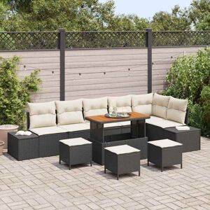 vidaXL Havesofa Sæt med pude 10 pcs Sort polyrattan Sort 319 x 154 x 85 cm vidaXL Havesofa Sæt med pude 10 pcs Sort polyrattan Sort 319 x 154 x 85 cm