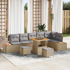 vidaXL Havesofa Sæt 9 pcs Beige polyrattan Beige 80 x 80 x 71 cm vidaXL Havesofa Sæt 9 pcs Beige polyrattan Beige 80 x 80 x 71 cm