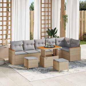 vidaXL Havesofa Sæt 9 pcs Beige polyrattan Beige 90 x 55 x 71 cm vidaXL Havesofa Sæt 9 pcs Beige polyrattan Beige 90 x 55 x 71 cm