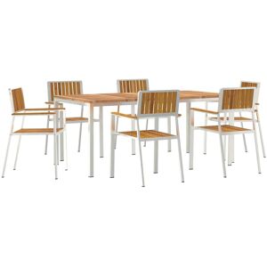 vidaXL Udendørs spise sæt 7 pcs Brun Massivt Akacietræ Brun 180 x 90 x 75 cm vidaXL Udendørs spise sæt 7 pcs Brun Massivt Akacietræ Brun 180 x 90 x 75 cm