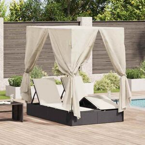 vidaXL Dobbelt solstol Varm hvid 205 x 129 x 200 cm polyrattan Sort 205 x 129 x 200 cm vidaXL Dobbelt solstol Varm hvid 205 x 129 x 200 cm polyrattan Sort 205 x 129 x 200 cm