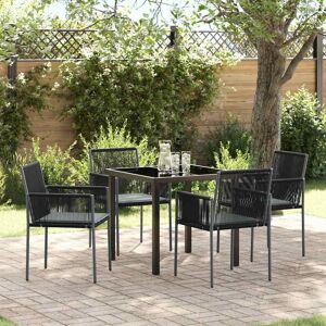 vidaXL Have Spisebordssæt 5 pcs Sort PE Rattan Sort 80 x 80 x 73 cm vidaXL Have Spisebordssæt 5 pcs Sort PE Rattan Sort 80 x 80 x 73 cm