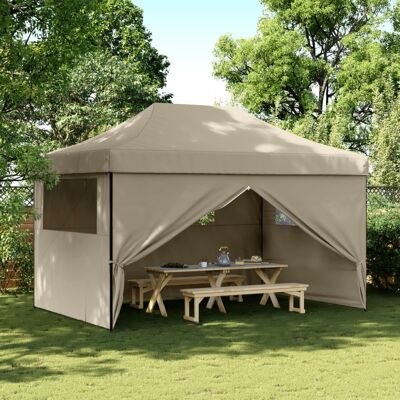 vidaXL Sammenklappelig festtelt Pop-Up med 4 sider taupe - Festtelt vidaXL Sammenklappelig festtelt Pop-Up med 4 sider taupe - Festtelt