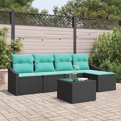 vidaXL Sofa Sæt 6 stk. Sort polyrattan Sort 223 x 117 x 85 cm vidaXL Sofa Sæt 6 stk. Sort polyrattan Sort 223 x 117 x 85 cm