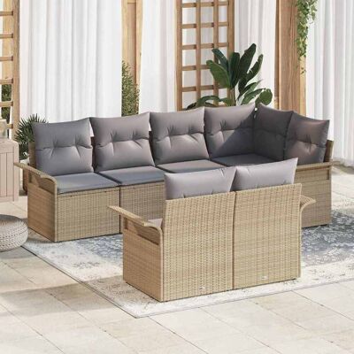 vidaXL Havesofa Sæt 7 stk. Beige Poly rattan Beige 242,5 x 132,5 x 69 cm vidaXL Havesofa Sæt 7 stk. Beige Poly rattan Beige 242,5 x 132,5 x 69 cm