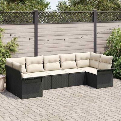 vidaXL Havesofa Sæt 7 stk. Sort Poly rattan Sort 289 x 132.5 x 69 cm vidaXL Havesofa Sæt 7 stk. Sort Poly rattan Sort 289 x 132.5 x 69 cm