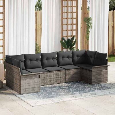 vidaXL Havesofa Sæt 7 stk. Grå Poly rattan Grå 289 x 132.5 x 69 cm vidaXL Havesofa Sæt 7 stk. Grå Poly rattan Grå 289 x 132.5 x 69 cm