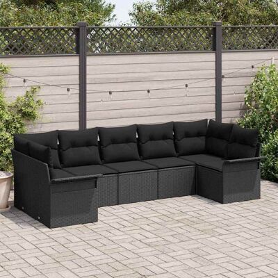 vidaXL Havesofa Sæt 7 stk. Sort Poly rattan Sort 289 x 132.5 x 69 cm vidaXL Havesofa Sæt 7 stk. Sort Poly rattan Sort 289 x 132.5 x 69 cm