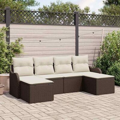 vidaXL Havesofa Sæt 6 stk. Brun og hvid polyrattan Brun 231 x 117 x 69 cm vidaXL Havesofa Sæt 6 stk. Brun og hvid polyrattan Brun 231 x 117 x 69 cm