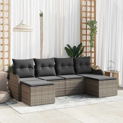 vidaXL Havesofa Sæt 6 stk. Grå polyrattan Grå 231 x 117 x 69 cm vidaXL Havesofa Sæt 6 stk. Grå polyrattan Grå 231 x 117 x 69 cm