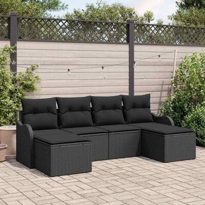 vidaXL Havesofa Sæt 6 stk. Sort polyrattan Sort 231 x 117 x 69 cm vidaXL Havesofa Sæt 6 stk. Sort polyrattan Sort 231 x 117 x 69 cm