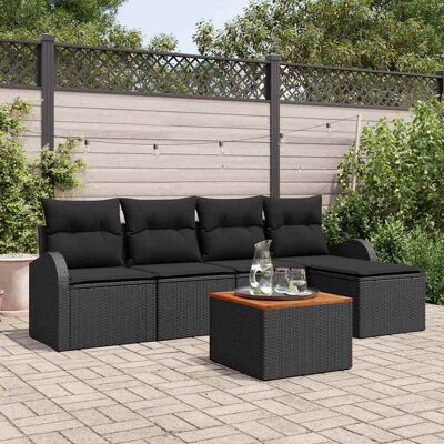 vidaXL Havesofa Sæt 6 stk. Sort polyrattan Sort 234 x 117 x 69 cm vidaXL Havesofa Sæt 6 stk. Sort polyrattan Sort 234 x 117 x 69 cm