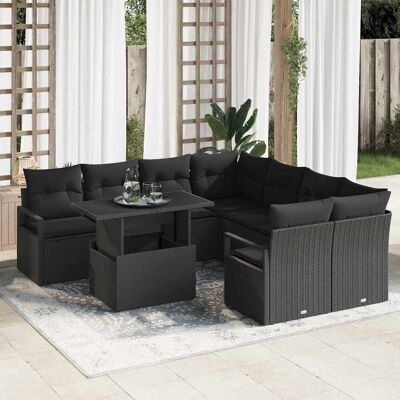 vidaXL Havesofa Sæt 9 stk. Sort Poly rattan Sort 232 x 234 x 85 cm vidaXL Havesofa Sæt 9 stk. Sort Poly rattan Sort 232 x 234 x 85 cm