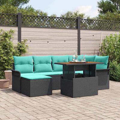 vidaXL Havesofa Sæt 7 stk. Sort Poly rattan Sort 242.5 x 132.5 x 69 cm vidaXL Havesofa Sæt 7 stk. Sort Poly rattan Sort 242.5 x 132.5 x 69 cm
