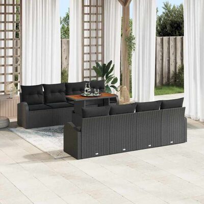 vidaXL Havesofa Sæt 9 stk. Sort Poly rattan Sort 234 x 62 x 69 cm vidaXL Havesofa Sæt 9 stk. Sort Poly rattan Sort 234 x 62 x 69 cm