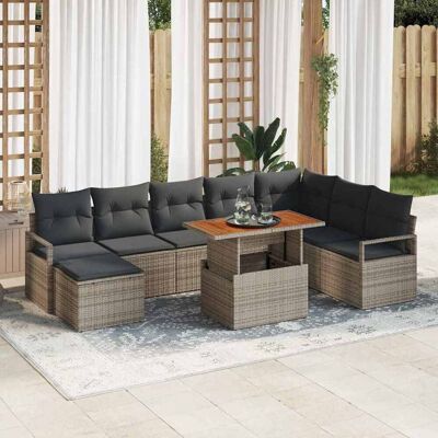 vidaXL Havesofa Sæt 9 stk. Grå Poly rattan Grå 287 x 177 x 69 cm vidaXL Havesofa Sæt 9 stk. Grå Poly rattan Grå 287 x 177 x 69 cm