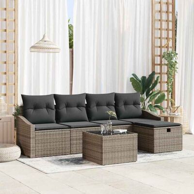 vidaXL Sofa Sæt 6 stk. Grå polyrattan Grå vidaXL Sofa Sæt 6 stk. Grå polyrattan Grå
