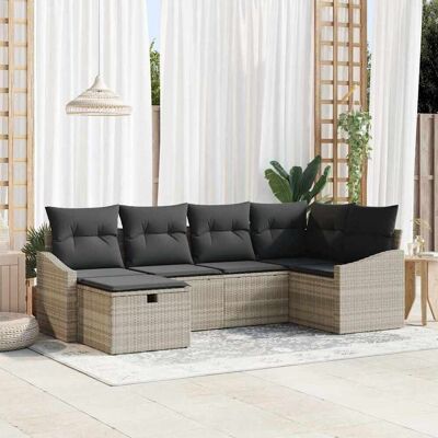 vidaXL Sofa Sæt 6 stk. Lys Grå og Grå polyrattan Lysegrå 233.5 x 123.5 x 69 cm vidaXL Sofa Sæt 6 stk. Lys Grå og Grå polyrattan Lysegrå 233.5 x 123.5 x 69 cm