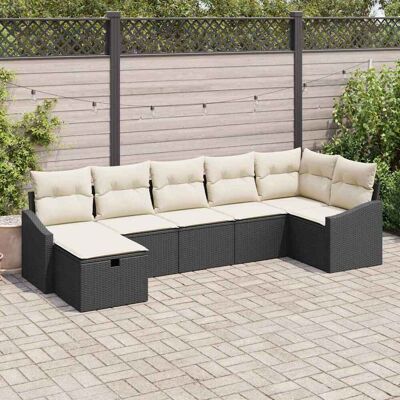 VidaXL Have 7-delt Sofa Sæt - Puder, Sort Rattan VidaXL Have 7-delt Sofa Sæt - Puder, Sort Rattan