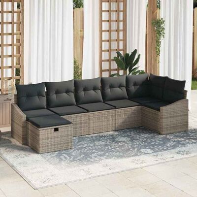 Vidaxl - 7-Piece Outdoor Sofa Set - Grå Tekstureret Rattan Vidaxl - 7-Piece Outdoor Sofa Set - Grå Tekstureret Rattan